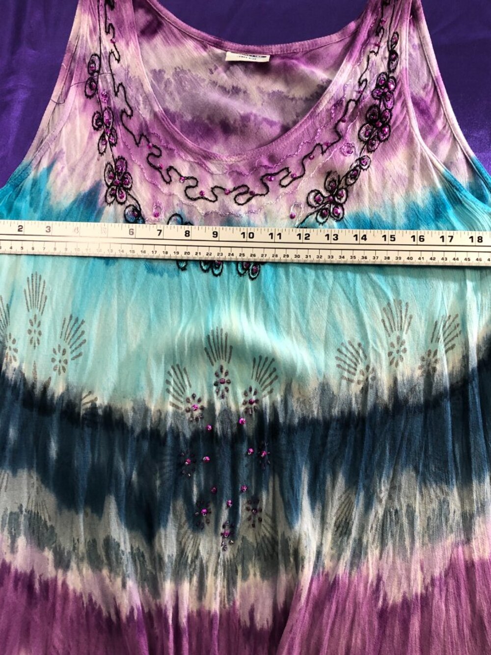 📌Shoreline Handkerchief Relaxed Fit One Size Tie Dye Tank Dress - Picture 13 of 16
